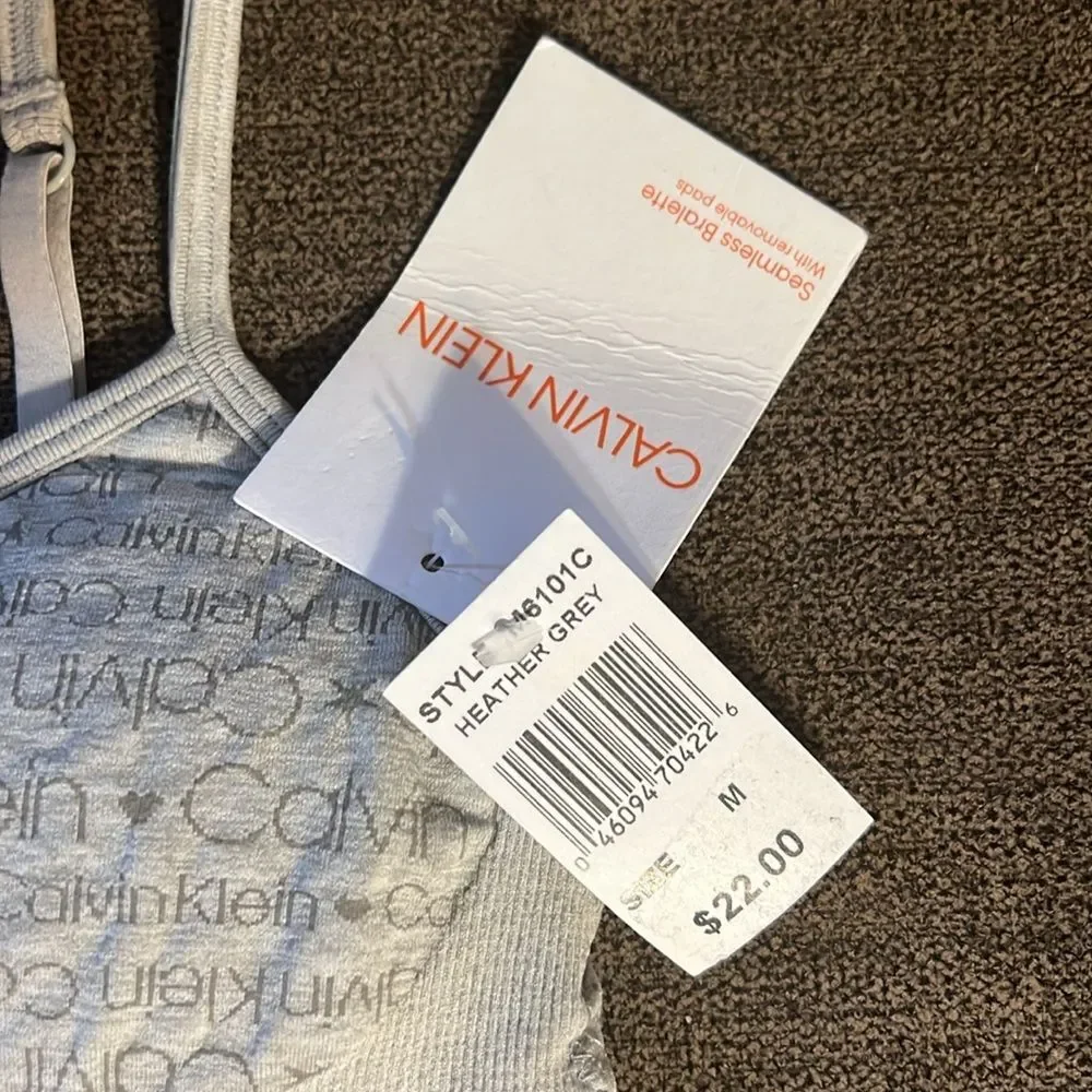 New Calvin Klein Girls Bralette Bundle of 2 - Size Medium 7/8 in Heather Grey